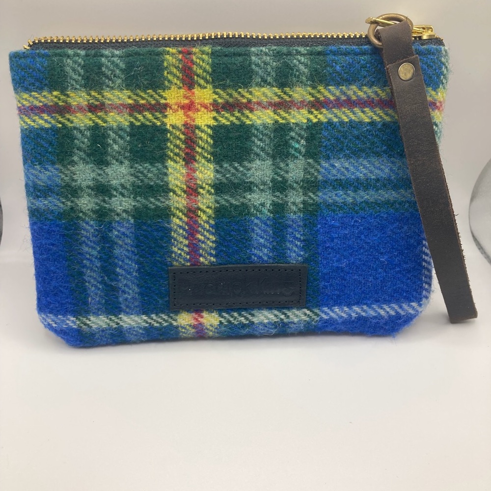 Patrick King Hannah Tartan Wool Plaid Clutch With Leather Strap